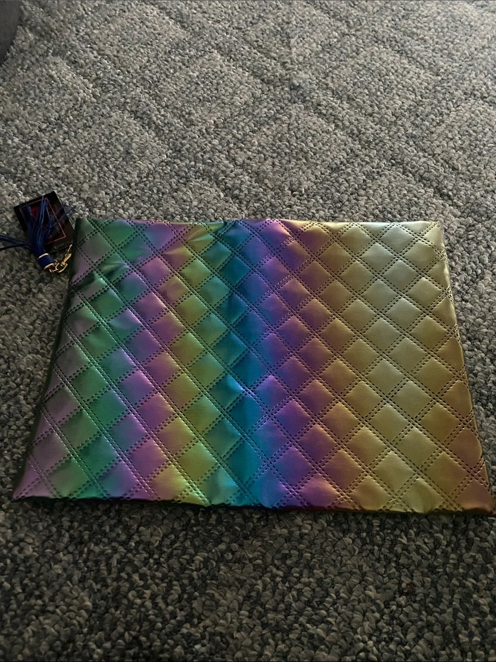 New with tags Makeup Junkie Jumbo Zip top Bag.  Quilted.  Multi Mermaid Luster.